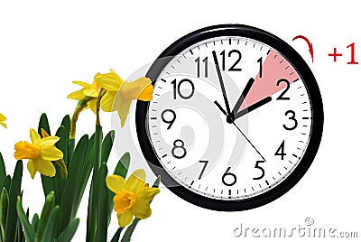 Daylight Saving Time. Change clock to summer time. Stock Photo