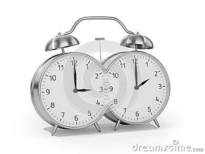 Daylight saving time dual alarm clock in the fall Stock Photo