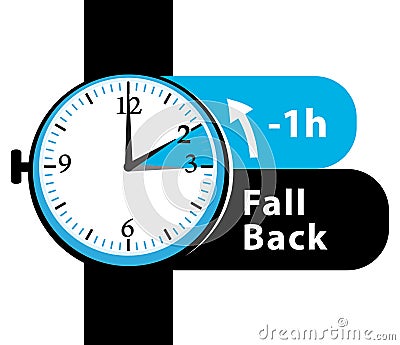 Daylight saving time. fall back watch icon. Vector Illustration