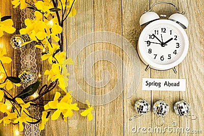 Daylight Savings Time Spring Ahead concept top down view Stock Photo