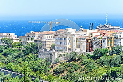 Daylight view to old town with oceanography museum, apartments a Stock Photo