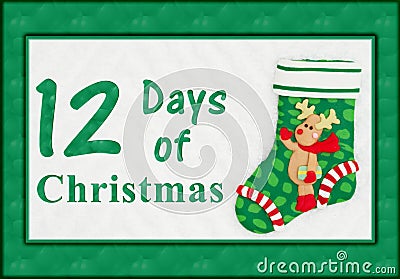 The 12 days of Christmas with a Christmas stocking with a reindeer Stock Photo