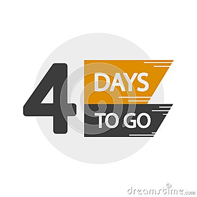 4 days countdown. Number four icon. Vector day marker. Event alert symbol. Vector Illustration