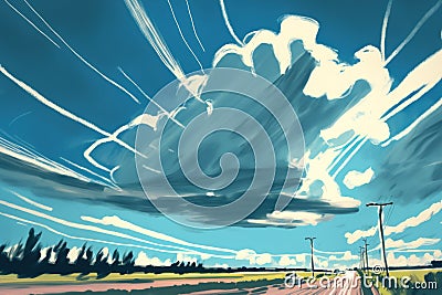 On days with heavy winds, A gorgeous blue sky with heavenly looking streaks of cloud Stock Photo