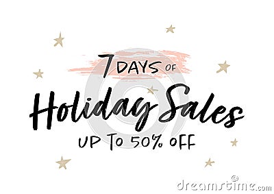 7 days of holiday sales up to 50% off banner Vector Illustration