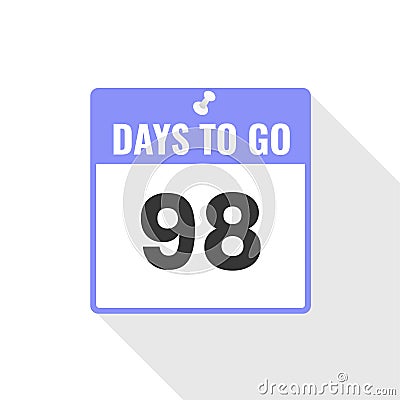 98 Days Left Countdown sales icon. 98 days left to go Promotional banner Vector Illustration