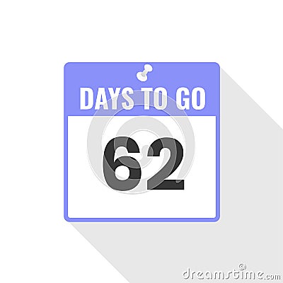 62 Days Left Countdown sales icon. 62 days left to go Promotional banner Vector Illustration