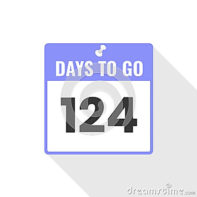 124 Days Left Countdown sales icon. 124 days left to go Promotional banner Vector Illustration