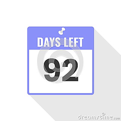 92 Days Left Countdown sales icon. 92 days left to go Promotional banner Vector Illustration