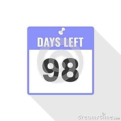98 Days Left Countdown sales icon. 98 days left to go Promotional banner Vector Illustration