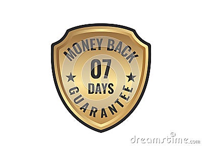 7 days Money back guaranteed gold shield badge Stock Photo