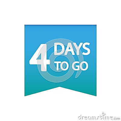 4 days to go. Countdown icon number four. Blue gradient background. Vector countdown symbol. Vector Illustration