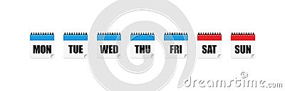 Days week calendar set icon in flat style. Vector Vector Illustration