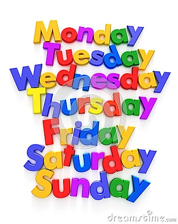 Days of the week in letter magnets Stock Photo