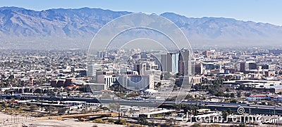 An Aerial Shot of Downtown Tucson, Arizona Stock Photo