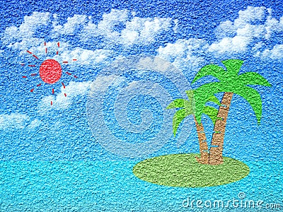 Daytime of Island paint shape form on cement wall Stock Photo
