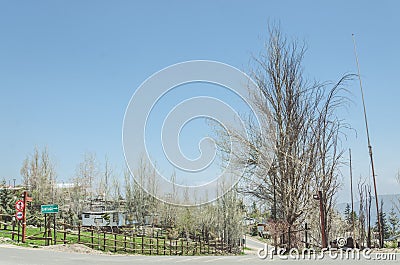 Daytime view of the exit of Valle Nevado Stock Photo