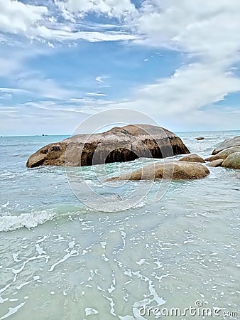 Daytime waves on Tikus Beach, Bangka Belitung Stock Photo