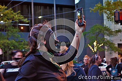 Dayton, Ohio, United States 05/30/2020 people live streaming a black lives matter rally on social media Editorial Stock Photo
