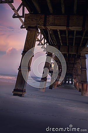 Daytona Beach Florida Oceanview pier and sunset Stock Photo