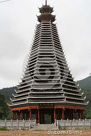 Dazhai Drum Towe in Guizhou Stock Photo