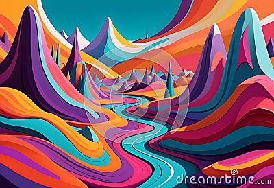 Dazzling, amorphous 3D structures in a prismatic color scheme Stock Photo