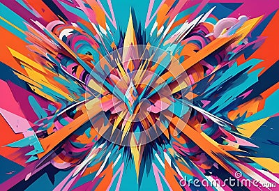 Dazzling, amorphous 3D structures in a prismatic color scheme Stock Photo