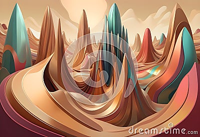 Dazzling, amorphous 3D structures in a prismatic color scheme Stock Photo
