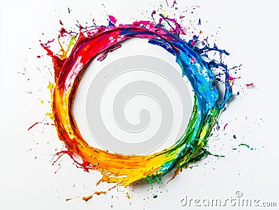 A dazzling burst of swirling paint: an enthralling display of abstract color dynamics. Stock Photo