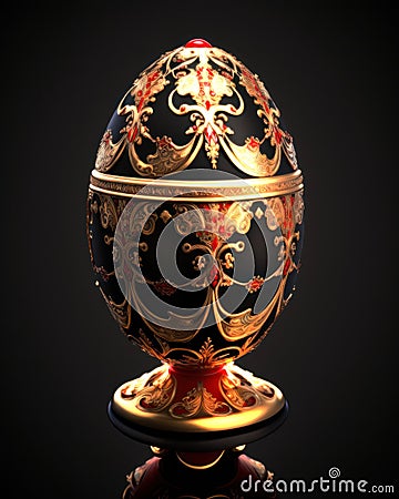 A Dazzling Work of Art. A Faberge Egg of Pure Gold with Vibrant and Colorful Details. Generative AI Stock Photo