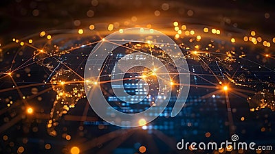 Dazzling Global Data Streams in a Connected World. Concept Data Security, Global Networks, Stock Photo