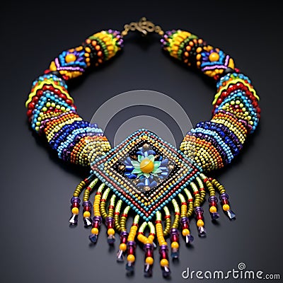 Dazzling and intricate beaded necklace inspired by global cultures Stock Photo