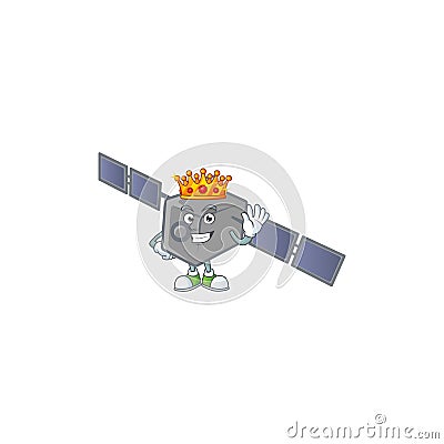 A dazzling of satellite network stylized of King on cartoon mascot design Vector Illustration