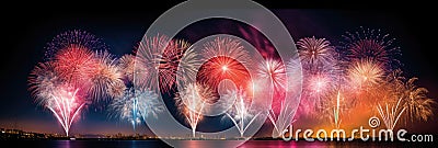 A Dazzling Spectacle, A Large Fireworks Display Captivates Stock Photo