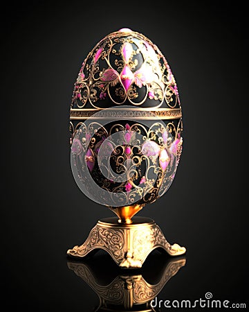 A Dazzling Work of Art. A Faberge Egg of Pure Gold with Vibrant and Colorful Details. Generative AI Stock Photo
