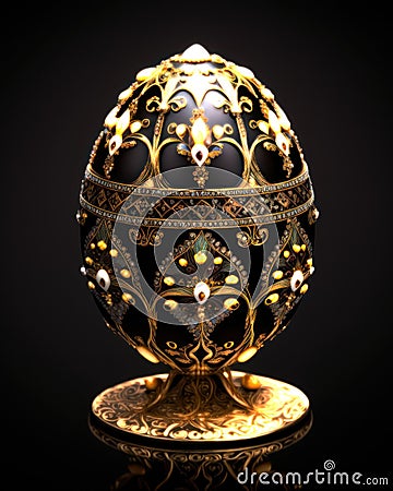 A Dazzling Work of Art. A Faberge Egg of Pure Gold with Vibrant and Colorful Details. Generative AI Stock Photo