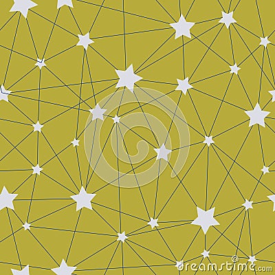 Seamless Vector Stars on Yellow background design Pattern. Great for Fabrics, Scrap booking, bullet journal, textiles, blankets, p Vector Illustration