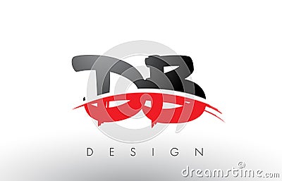 DB D B Brush Logo Letters with Red and Black Swoosh Brush Front Vector Illustration