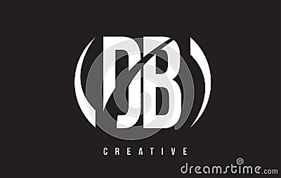 DB D B White Letter Logo Design with Black Background. Vector Illustration