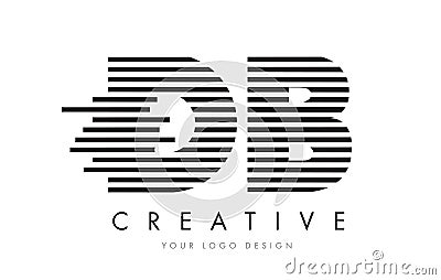 DB D B Zebra Letter Logo Design with Black and White Stripes Vector Illustration