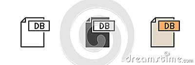 DB file different style icon set Vector Illustration