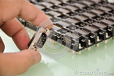 Db9, serial communication connector Stock Photo