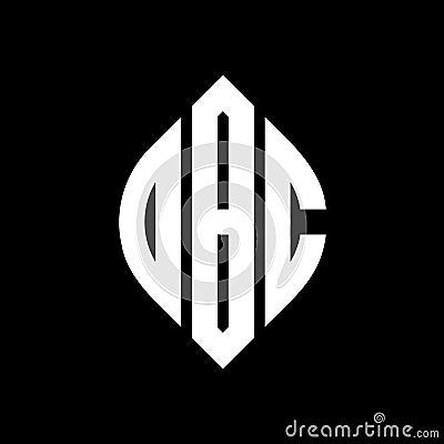 DBC circle letter logo design with circle and ellipse shape. DBC ellipse letters with typographic style. The three initials form a Vector Illustration