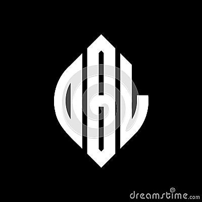 DBL circle letter logo design with circle and ellipse shape. DBL ellipse letters with typographic style. The three initials form a Vector Illustration