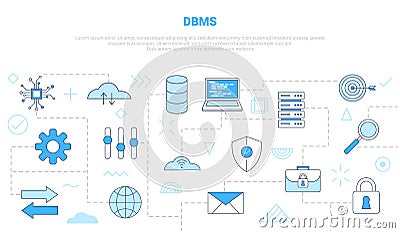 Dbms database management system concept with icon set template banner with modern blue color style Vector Illustration