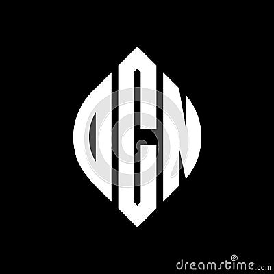 DCN circle letter logo design with circle and ellipse shape. DCN ellipse letters with typographic style. The three initials form a Vector Illustration