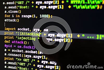 DDOS Attack concept, Conceptual of cyber attack code Stock Photo