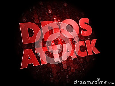 DDoS Attack on Dark Digital Background. Stock Photo