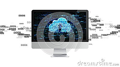 DDOS Attack, Infection trojan, virus attacks. Cloud storage and computer code Stock Photo