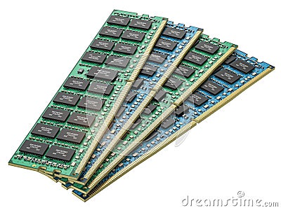 DDR ram computer memory modules isolated on white Cartoon Illustration